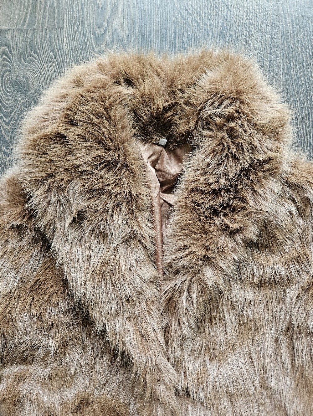 Lux Faux Fur Crop Jacket in Brown